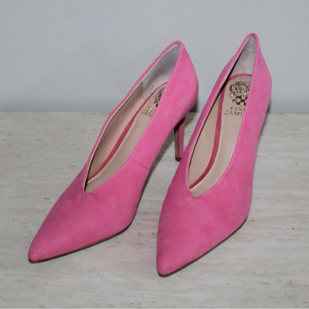 Vince Camuto Ankia Soft Pink Suede Pump Heels - Picture 3 of 16